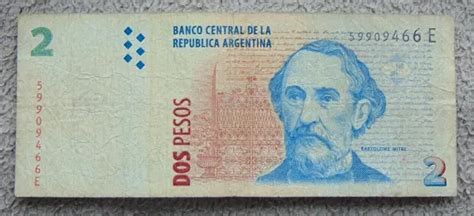 GELDSCHEINE BANKNOTEN 1 Banknote über 2 PESOS ARGENTINIEN ARGENTINA