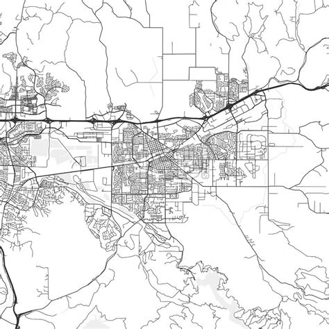 Livermore downtown and surroundings Map in light shaded version with many details for high zoom ...