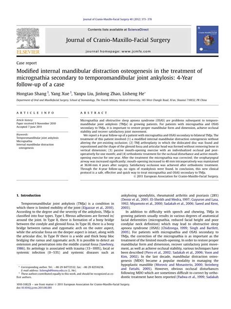 (PDF) Modified internal mandibular distraction osteogenesis in the ...