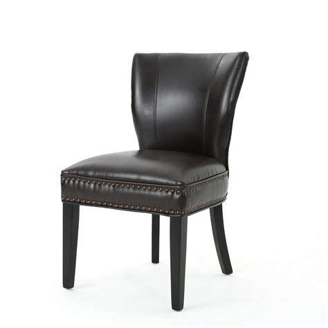 Noble House Jackie Brown Leather Accent Dining Chair Set Of