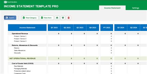 Income Statement Pro Excel Template | Excel Wonders, Amazing Excel ...