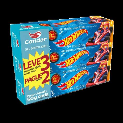 Kit Creme Dental Infantil Condor Hot Wheels Morango C Unidades JN Fraldas