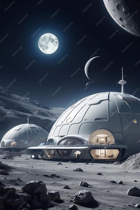 Premium Photo A Lunar Base With Domed Habitats And Futuristic Space