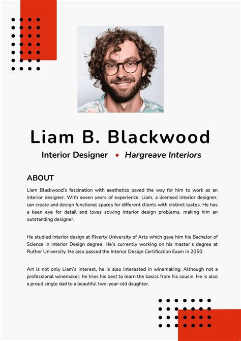 Professional Bio In Word Templates Designs Docs Free Downloads