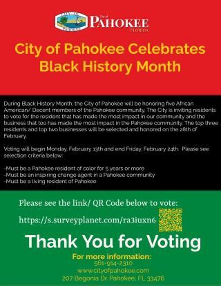 Black History Month Community Nominations | Pahokee FL