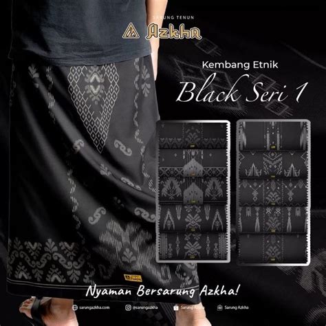 Jual AZKHA KEMBANG ETNIK BLACK SERIES Sarung Tenun Dewasa Motif