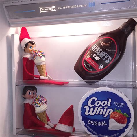 Elf On The Shelf Ice Cream Party In The Freezer Elfontheshelf