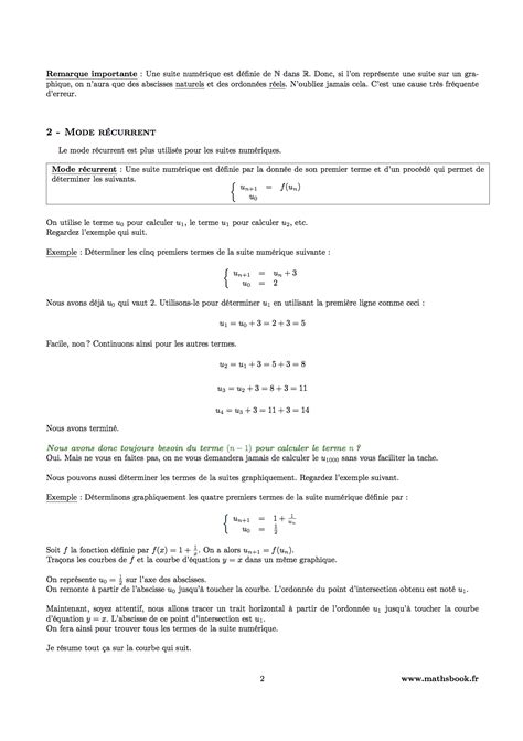 Suites Num Riques Cours Pdf Imprimer Maths Terminale Es