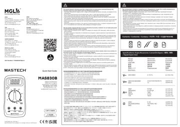 Mastech MAS830B Digital Multimeter Mode d'emploi | Manualzz