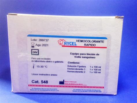 Hemocolorante Rápido Equipo 100 mL Cat 548 HYCEL Productos de Laboratorio