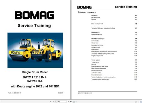 Bomag Machinery BW211D 4 Service Training Operating And Maintenance