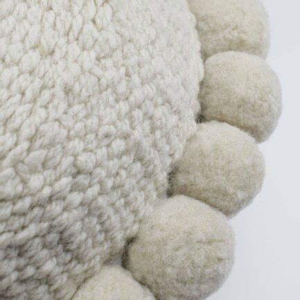 Coussin Rond Pompons Blanc Coussin Ethnique Finca Home