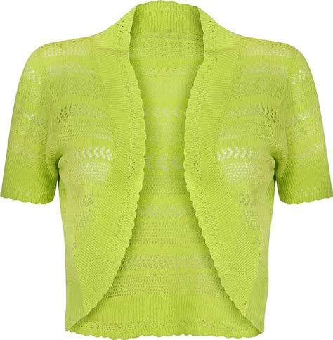 Bcuk London Ladies Womens Knitted Bolero Crochet Shrug Cover Up Lime