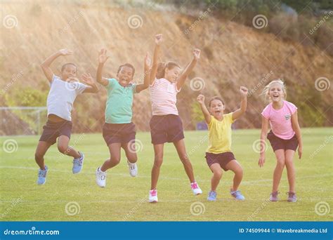 School Kids Having Fun in Playground Stock Photo - Image of female ...