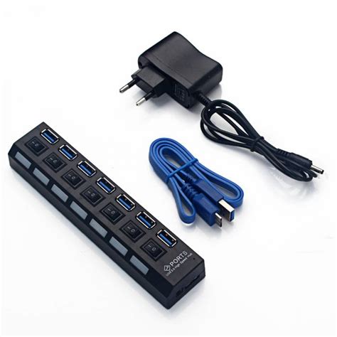 Купить USB 3.0 Хаб на 7 портов USB3.0 с выключателями + доп. питание
