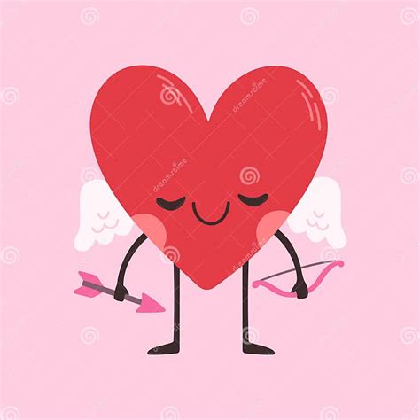 Cartoon Heart Character Cute Love Symbol With Face Hands And Feet