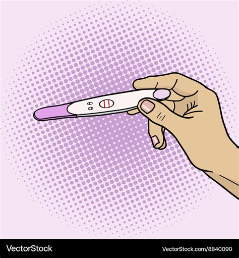 hand holding  pregnancy test comic book vector image