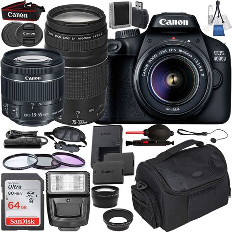 Canon EOS 4000D DSLR Camera With EF-S 18-55mm F/3.5-5.6 III And EF 75 ...