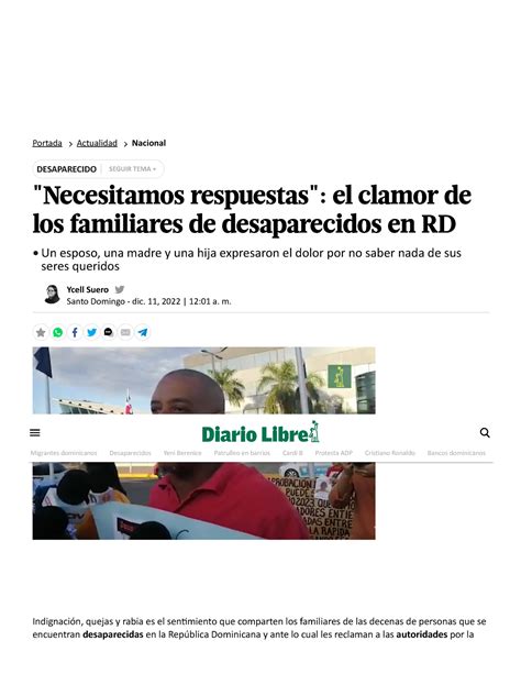 Familiares De Desaparecido Hablan Sobre Sus Casos Diario Libre