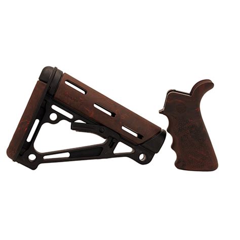 Hogue Overmolded Collapsible Buttstock Black Synthetic Red Lava