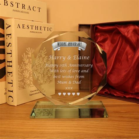 crystal wedding anniversary gifts personalised engraved glass