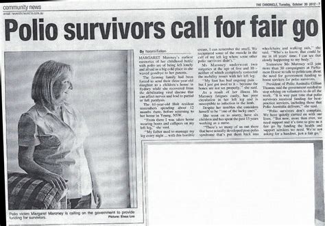 “polio Survivors Call For A Fair Go” The Chronicle Polio Australia