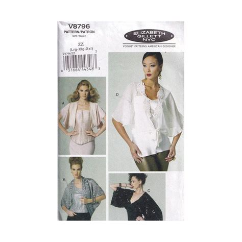 Easy Elizabeth Gillett Jackets In 4 Styles Vogue 8796 Size Etsy Canada