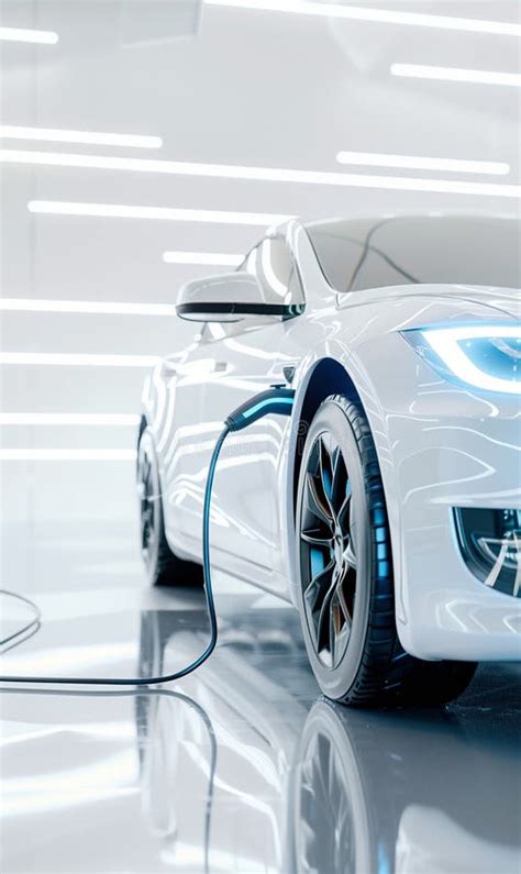 Futuristic Luxury Car Charging At Power Supply Station Shiny Luxury Ev