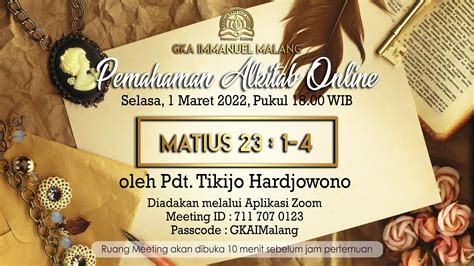 Pemahaman Alkitab Online Gka Immanuel Malang Selasa Maret