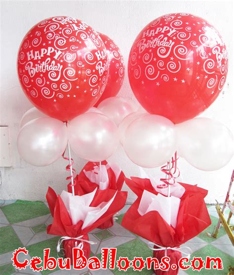 Birthday Balloon Centerpiece (Red & White) | Cebu Balloons and Party Supplies