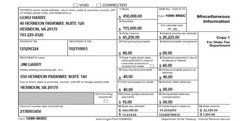 1099 Form Example