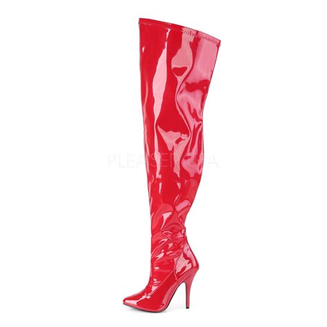 Rot Lackleder Cm Seduce Wc Breite Waden Overknee Stiefel Mit