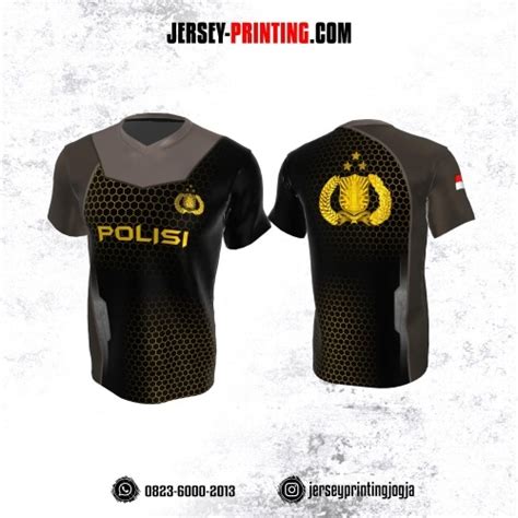 Jersey Polisi Brimob Hitam Coklat Merah Kuning Motif Loreng Jersey