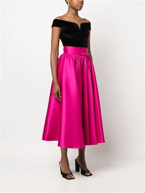 Blanca Vita Bow Detail Satin Midi Skirt Pink Farfetch