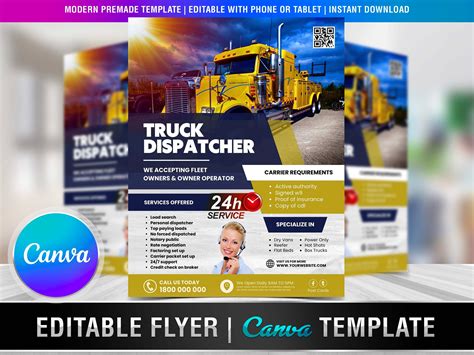 Truck Dispatcher Flyer Diy Editable Canva Template Printable And Social