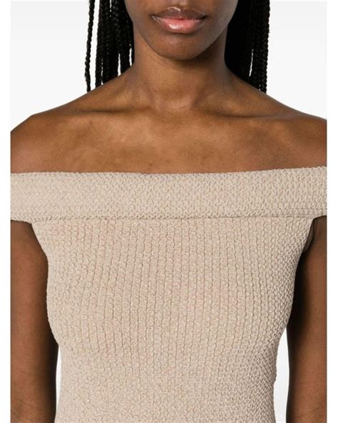 Totême Roll Off shoulder Knitted Dress in Natural Lyst