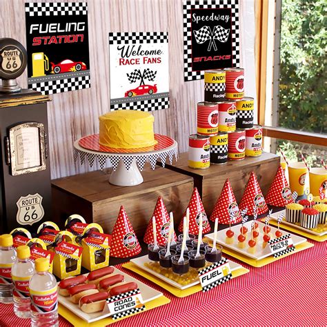 Race Car Bar Decorations Kit Racing Bar Signs Snack Tent Cards Pit Stop