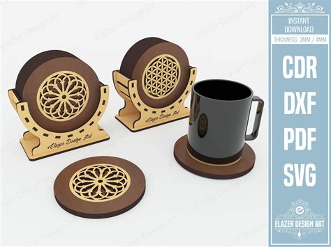 Decorative Boxed Coasters Laser Cut Svg Graphic By Elazer Dizayn