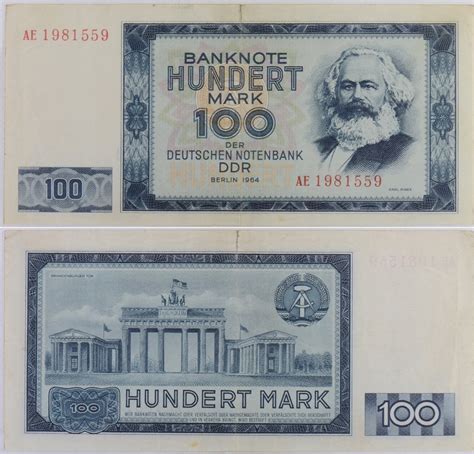 2CA BANKNOT NIEMCY DDR 100 MAREK 1964 SERIA AE 10 01 15020860296