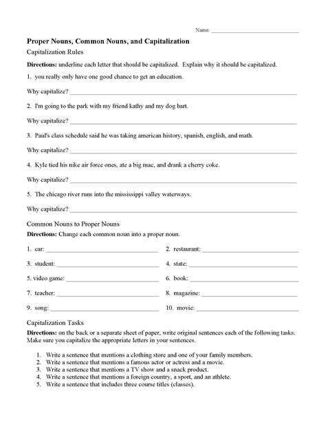 Common And Proper Nouns Worksheet Worksheets Library