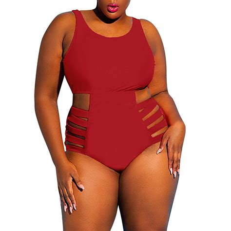 Snowsong Plus Size Swimsuit For Women Hot Women S Large Size High Waist Hollowed Out Plate