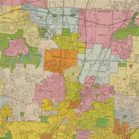 Large Vintage Cincinnati Metro Area Map | EBTH