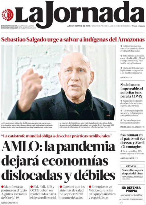 Periódico La Jornada México Periódicos de México Edición de lunes