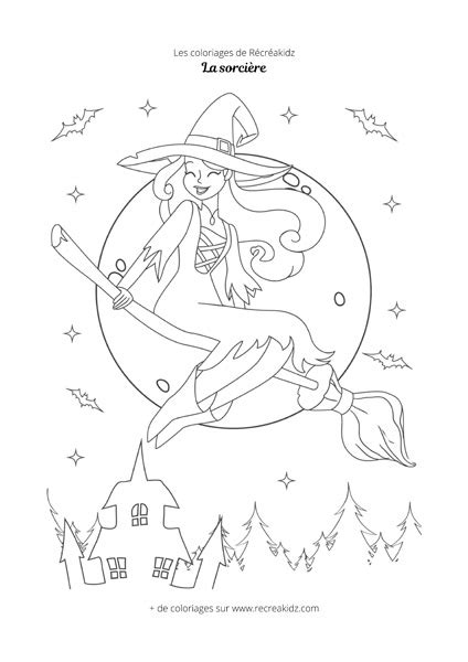 Coloriage tête de sorcière Dessin à colorier imprimer en PDF