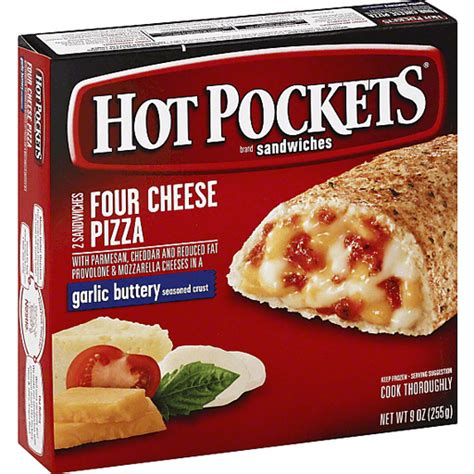 Hot Pockets Sandwiches Four Cheese Pizza Garlic Buttery Seasoned Crust Pizza Rolls Pockets