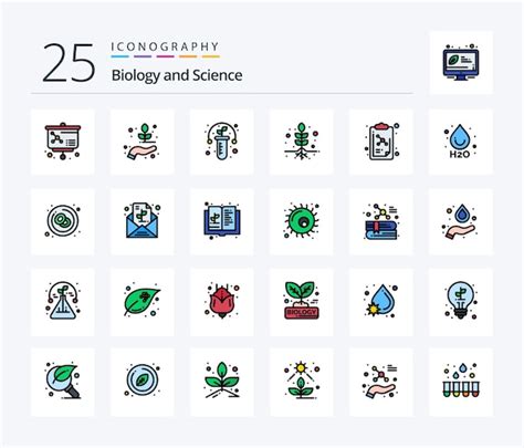 Premium Vector Biology 25 Line Filled Icon Pack Including Drop