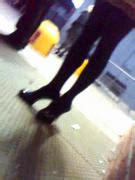 Candid Street MILF In Miniskirt Black Nylons Black Pumps