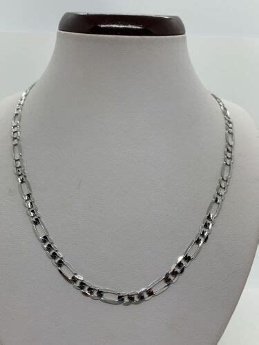 K Solid White Gold Figaro Link Chain Necklace Men S Women S Mm