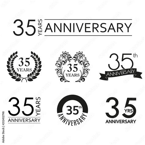 35 years anniversary icon set. 35th anniversary celebration logo ...