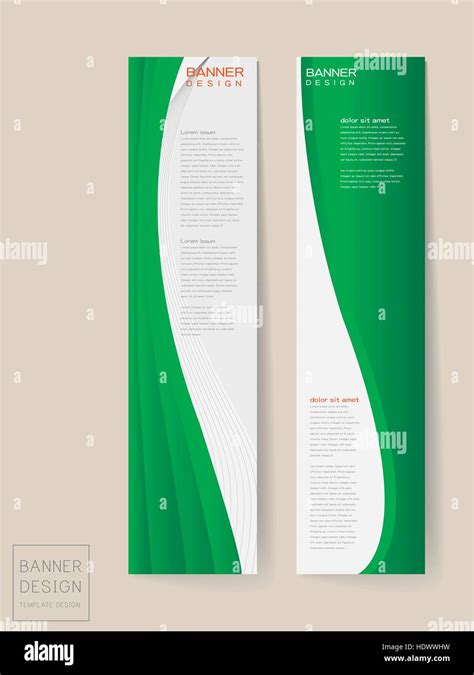 Banner Design Templates Set With Dynamic Wave In Green Stock Vector